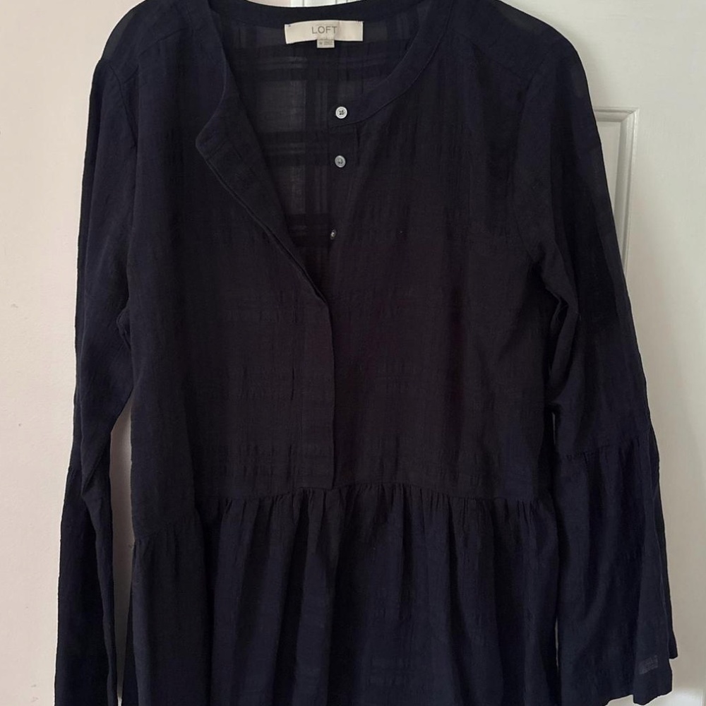 Loft navy sheer blouse/tunic